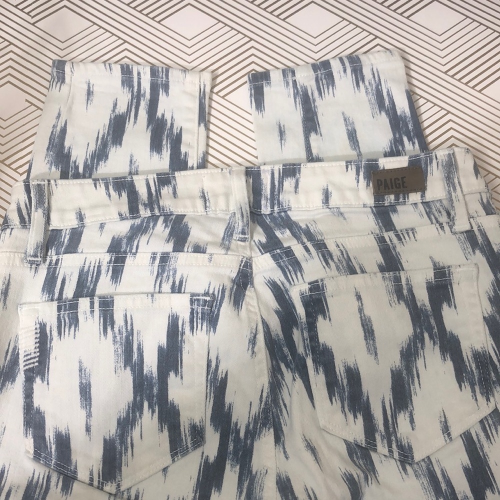 PAIGE White and Blue Ikat Skinny Jeans